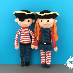 Peg Leg Pete and Polly pirate crochet pattern