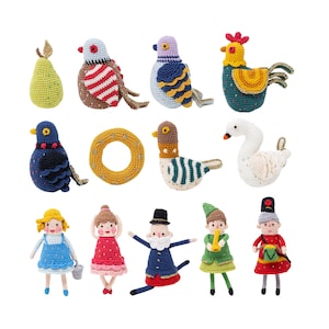 The Twelve Days of Christmas amigurumi crochet pattern UK terms