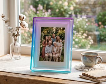 Acryltafel met kleurverloop, fotolijst, woondecoratie, 10 inch, A4, tafel, wanddecoratie