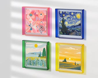 Square colored acrylic photo frame, creative home decoration, poster display, art framing, wall hanging