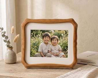 Handmade solid wood photo frame, three-layer curved design, 6-7-8 inch home decoration