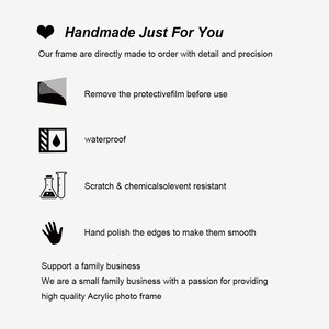 Peut inclure: Fond blanc avec texte : &laquo; Handmade Just For You &raquo;. Caract&eacute;ristiques : &eacute;tanche, r&eacute;sistant aux rayures et bords polis &agrave; la main. Le produit est fabriqu&eacute; sur commande avec pr&eacute;cision et soutient une entreprise familiale.