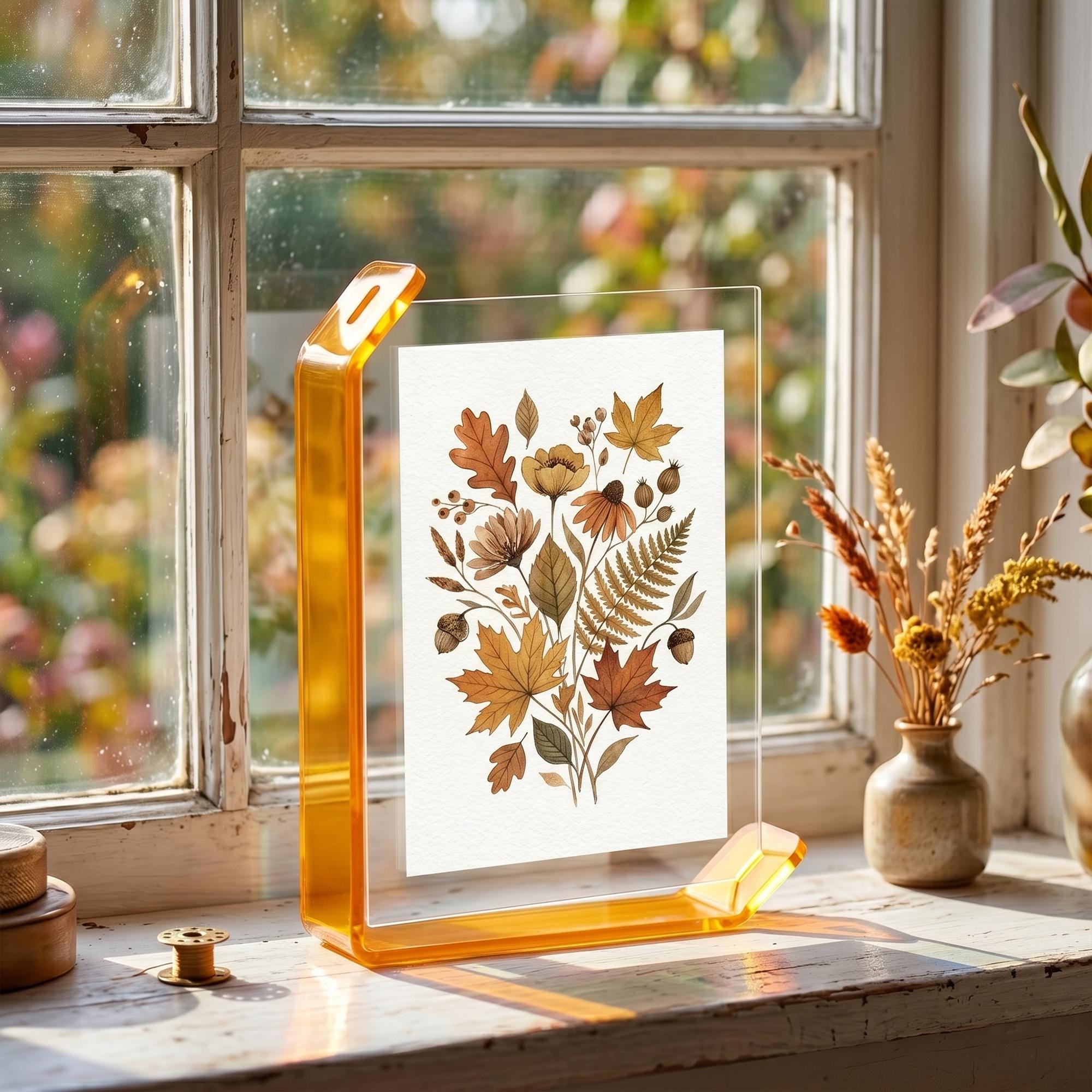 Modern L-shaped Acrylic Photo Frame | Colorful Daylight Display