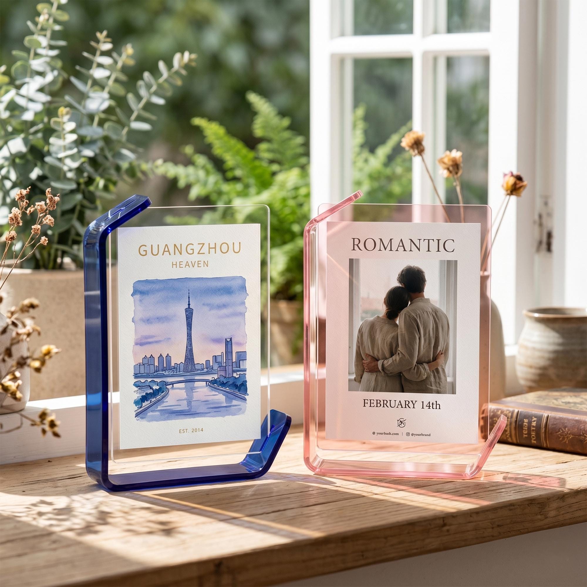 ラリック フォトフレーム Modern L-shaped Acrylic Photo Frame | Colorful Daylight Display