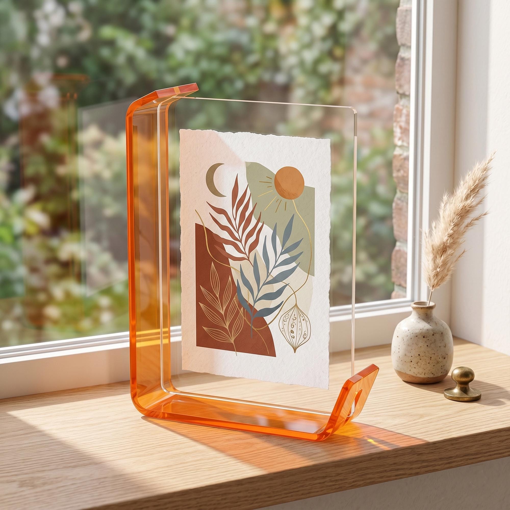 Modern L-shaped Acrylic Photo Frame | Colorful Daylight Display