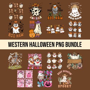 Halloween Cowboy Ghost Png Bundle, Western Halloween Designs, Vintage Halloween png, Western png, Halloween Cowgirl Png, Howdy Halloween PNG