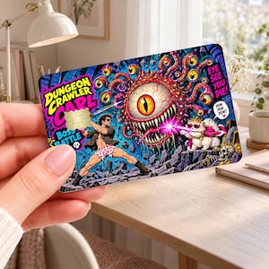 Funda para tarjeta de crédito de Carl, el explorador de mazmorras, calcomanía para la tarjeta de impuestos de papá, regalo para amantes de los libros LitRPG, divertida funda para cartera de lector de fantasía.