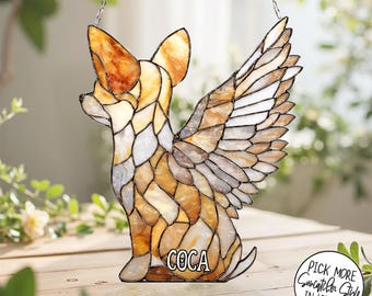 Angel Chihuahua ACRYLIC Suncatcher, Dog Memorial, Pet Loss Gift, Chihuahua Lovers, Dog Mom Gift
