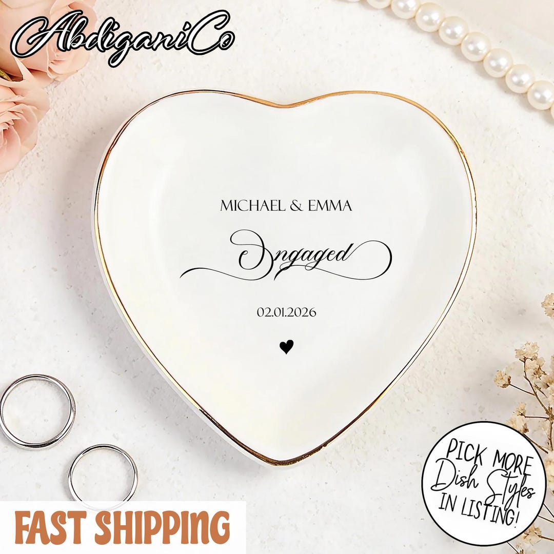 Custom Dinner Rings Personalized Engagement Ring Dish, Custom Wedding Gift, Bride to Be ...