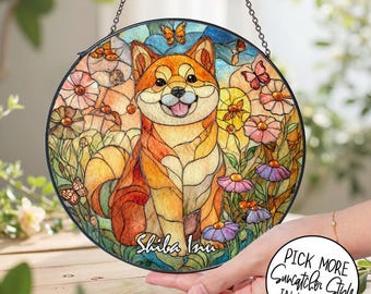 フェイクステンドグラス 柴犬 アクリルサンキャッチャー - Etsy 日本