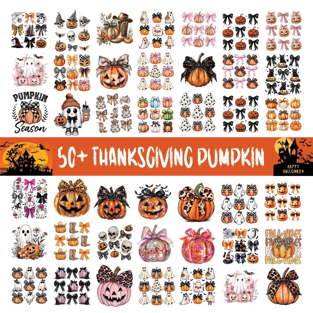 50+ Fall Png Bundle Retro Thanksgiving Pumpkin Season Crazy Goose ...