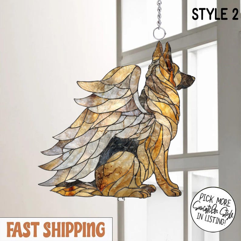 Angel German Shepherd Dog ACRYLIC Suncatcher, Dog Memorial, Pet Loss Gift, Dog Mom Gift image 3