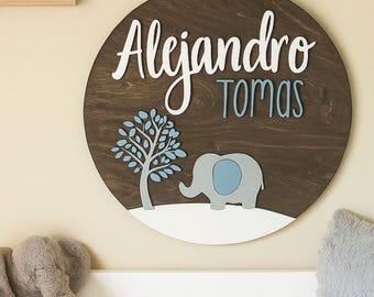 Personalized Elephant Nursery Name Sign: Custom Baby Room Decor