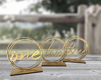 Circle Table Numbers | Wedding Reception Numbers | Gold Table Numbers | Silver Table Numbers | Rose Gold Table Numbers