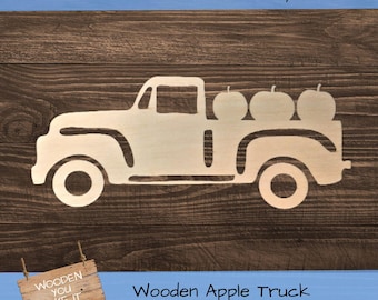 Unfinished Wooden Truck with Pumpkins: Baltic Birch Craft Project