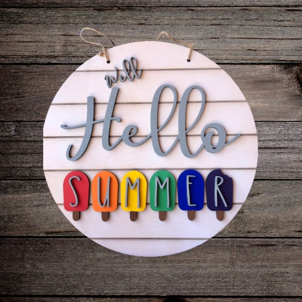 Hello Summer Door Sign/Summer Door Sign/Popsicles Door Sign/Summer Sign