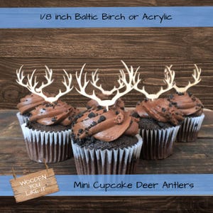 Mini Deer Antler Cupcake Toppers: Rustic Party Decor (Set of 12)