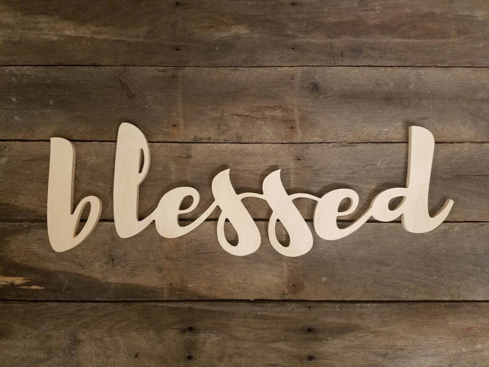 Wood Blessed Sign, Wooden Letters, Unpainted Wooden Wall Hanging - Etsy