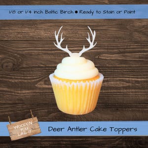 Cupcake Toppers for Rustic Wedding, Birthday, Retirement, Baby Shower, Party, Western Theme, Deer Antler