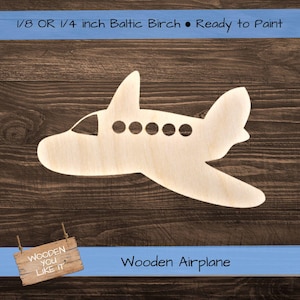 Unfinished Baltic Birch Wooden Airplane Shape: Craft Project, Nursery Decor