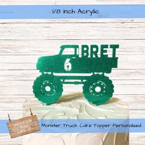 Monster Truck Birthday Acrylic Cake Topper, Personalized