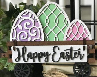 Easter Interchangeable Wagon, Easter, Easter Decor, Easter Egg, Easter Tiered Tray, Spring, Spring Decor, Spring Wagon