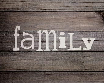 Family, Wooden Letters,  unpainted wooden wall hanging