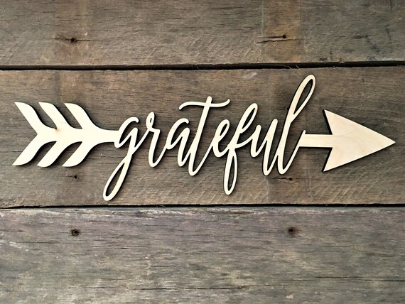 Agradecido Flecha Palabra Decoracion De La Pared La Pared Etsy