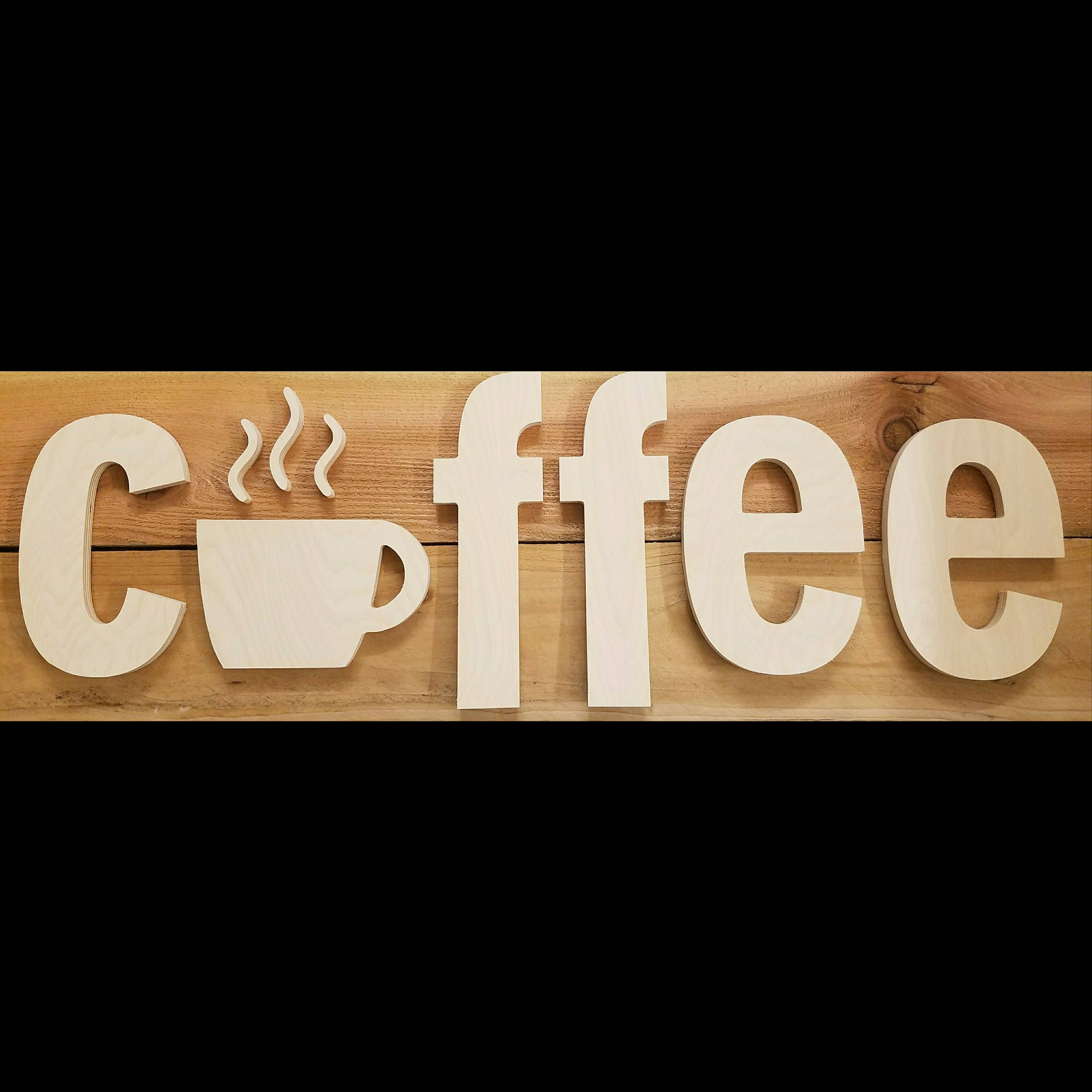 Coffee Wood Sign Wooden Letters Unpainted Wooden Wall Etsy Denmark