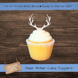 Deer Antler Cupcake Toppers: Rustic Wedding, Shower, Party (Set of 12)
