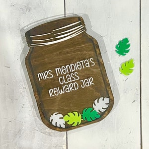 Personalized Reward Jar with Jungle Leaf Tokens for Kids and Students/Reward Chart for Kids/Classroom Reward Jar/Reward Chart for Toddlers