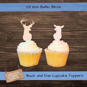 Buck or Doe Gender Reveal Cupcake Topper for Baby Shower