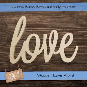 Wooden Letters, wood love sign, Valentine&#39;s Day, unpainted wooden wall hanging