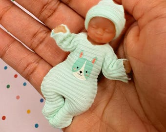 Pajama sleeper clothes for mini baby, 2.5 inch doll, mini 5 Surprise Zuru silicone baby doll set, zuru baby