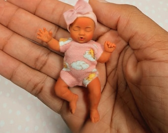 Mini Print Onesie Outfit for zuru Baby Fits 2.5 inch silicone baby doll clothes