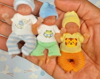 Mini Boys Baby Doll Outfit: Fits 2.5 inch 5 Surprise Zuru Silicone Babies