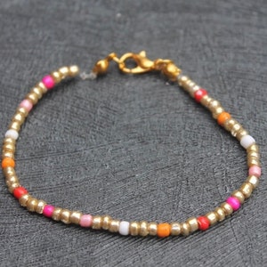 Gold Lesbian Pride Beaded Bracelet