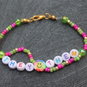 They Them Pronoun Beaded Bracelet