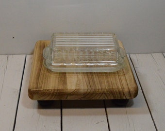 Vintage Clear Glass Butter Dish