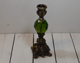 Vintage Cornell Victorian Metal Green Candlestick