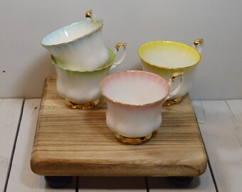 Royal Albert Rainbow China Teacups, Vintage Teacups, Set of 4