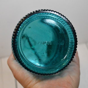 Vintage Avon Turquoise Embossed Glass Canister Jar image 5