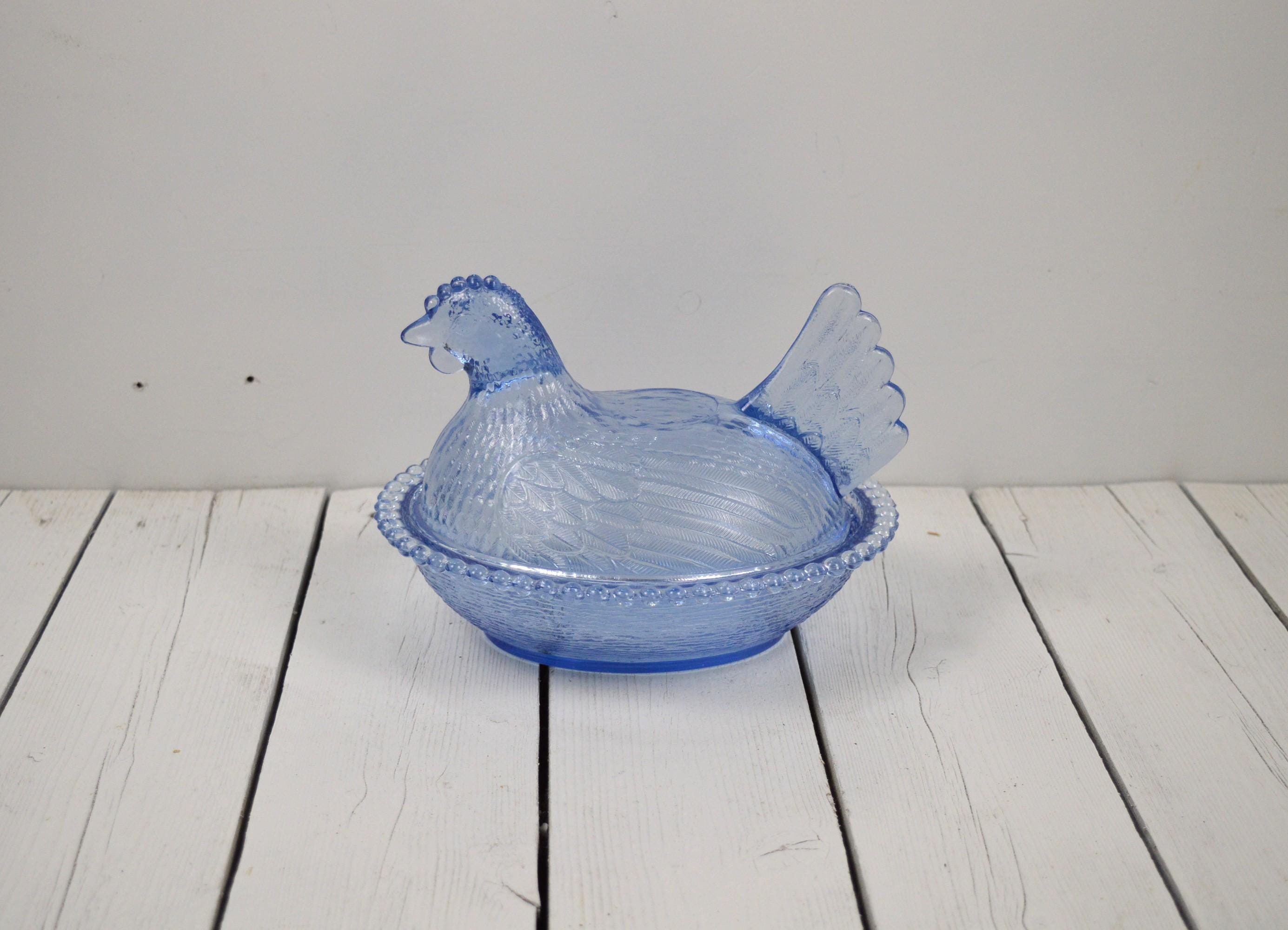 Hen on Nest, Cornflower Blue, Indiana Glass Co, Rare - Etsy