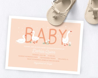 Goose Baby Shower Invitation | Digital File or Printed Invites