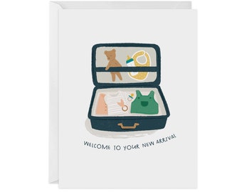 Suitcase Arrival Baby Card | Greeting Card | New Baby