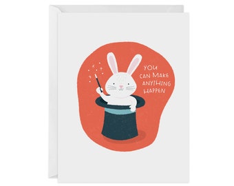 Rabbit in Hat Encouragement Card | Magic | Greeting Card