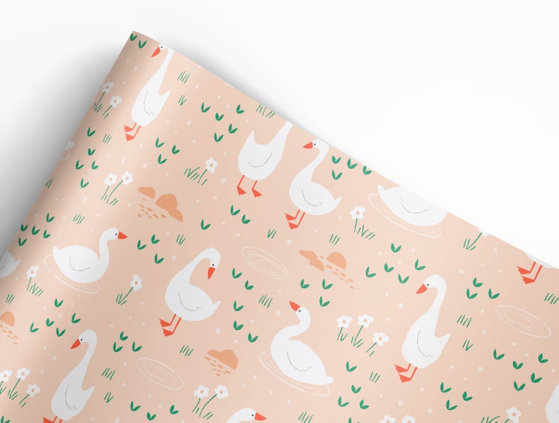 Gaggle of Geese Gift Wrap New Baby Baby Shower Goose image 2