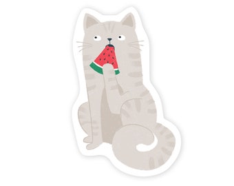 Watermelon Cat Sticker | Die Cut Sticker