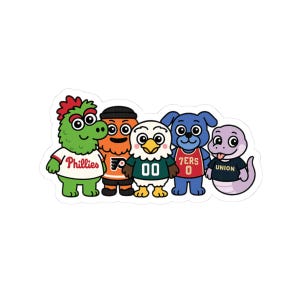 Philadelphia Sports Kiss-Cut Stickers - Phanatic, Gritty, Phang, Swoop & Franklin - Team Pride, Mascot Decals