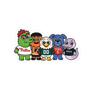 Philadelphia Sports Kiss-Cut Stickers - Phanatic, Gritty, Phang, Swoop & Franklin - Team Pride, Mascot Decals image 1